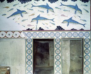 Los Frescos del Delfín en el Baño de la Reina, Palacio de Minos, 1600-1400 a.C. de Minoan